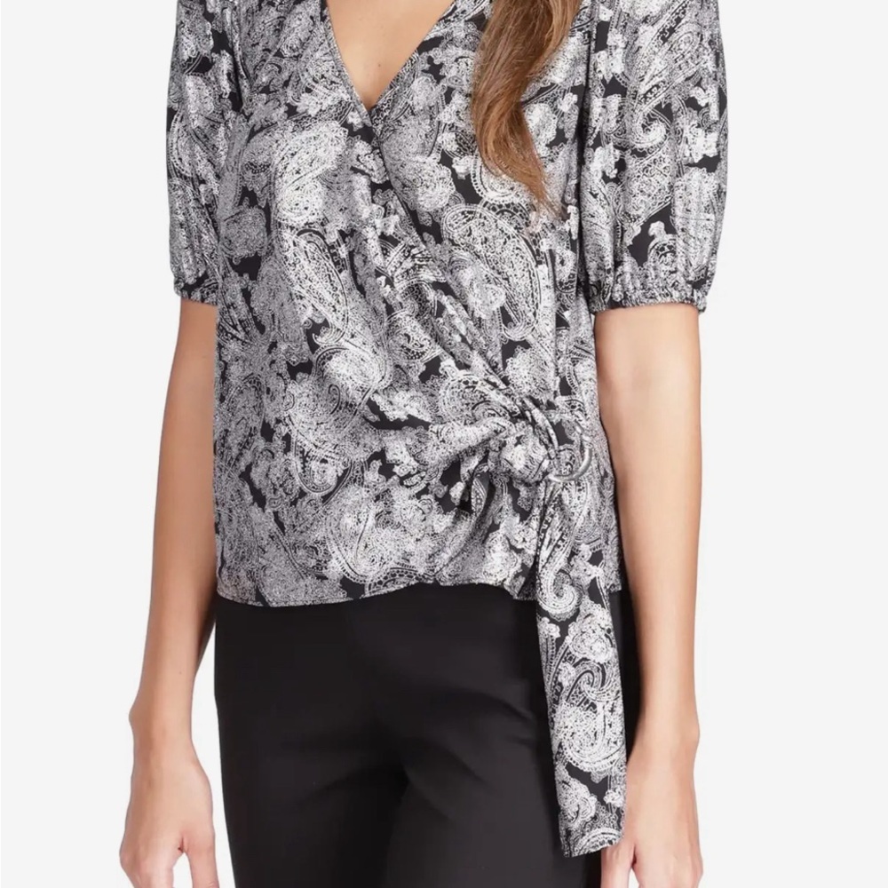 Women's Foil Paisley Wrap Top - Picture 1 of 3